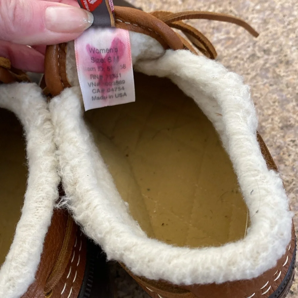L.L. Bean Lined Upper Rubber Leather  Boots 6M CM Low Duck Boots -No Innersoles